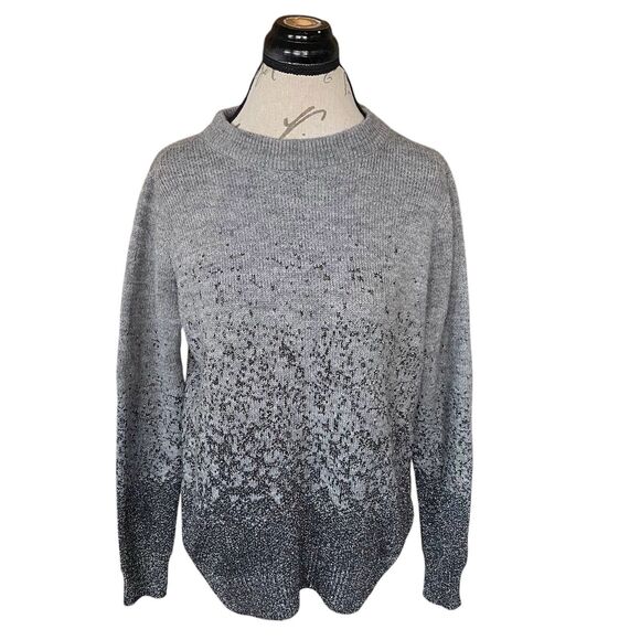 H&M Women’s Sweater Small Ombré Glitter Heather Grey Crewneck Sparkle Winter - Picture 2 of 9
